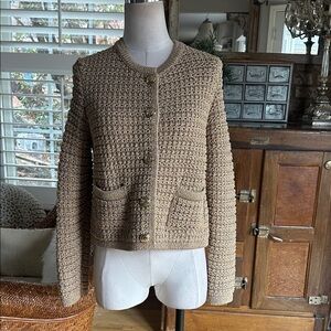 BA&SH GOLD METALLIC GOLD BUTTON CARDIGAN 2 MEDIUM EXCELLENT